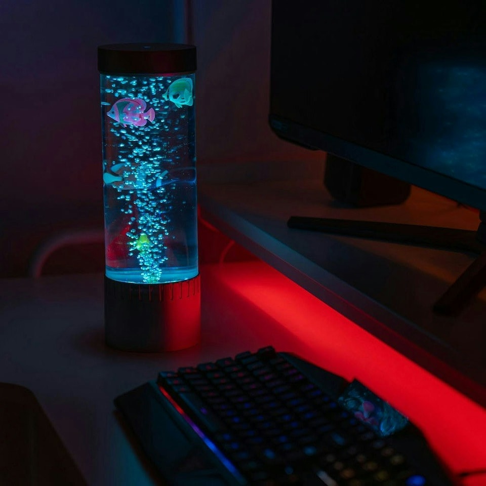 image 1 of ValueLights 32cm Colour Changing Bubble Fish Table Lamp