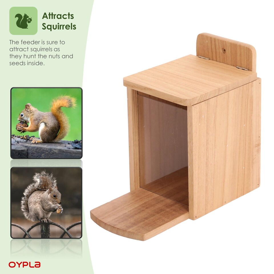 image 1 of Wooden Garden Wildlife Squirrel Feeder Box
