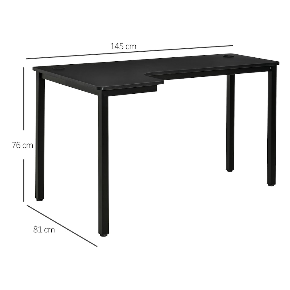 image 1 of L-Shaped Corner Desk Computer Workstation PC Gaming Desk 145 x 81 x 76cm Left
