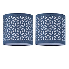 Set of 2 Navy Blue Laser Cut 15.5cm Table Lamp Shades Blue