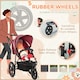 image 6 of HOMCOM Foldable Three-Wheeler Baby Stroller w/ Sun Canopy, Storage - Red