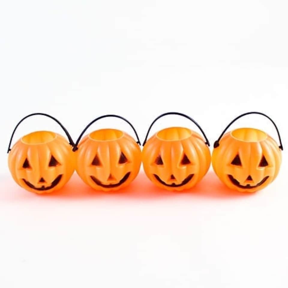 Pumpkin Halloween Plastic Treat Pots - Pack of 4