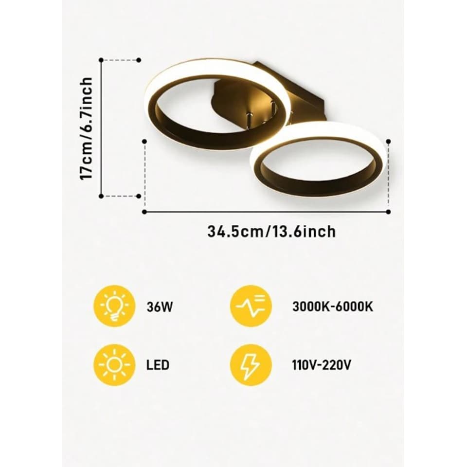 image 1 of LED Mounted Ceiling Lamp Decorative Lights Black