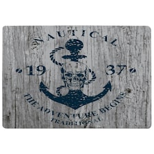 Anchor Print on Wood (Rug) Blue | XL: 160x230cm