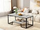 image 3 of Alivio Modern Coffee Table with Metal Frame & Shelves Storage (Grey)