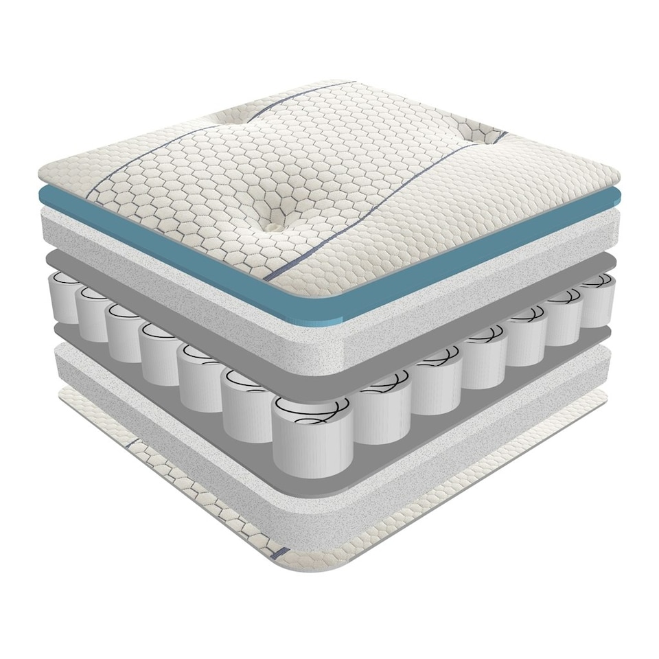 image 1 of 4ft 6" Double Cool Blue Memory Foam Pocket Mattress - (135cm)