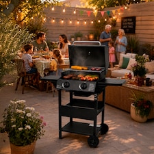Outdoor 2 Burner Steel Gas BBQ Grill Side Shelves Rack Bottle Opener & Regulator Kit