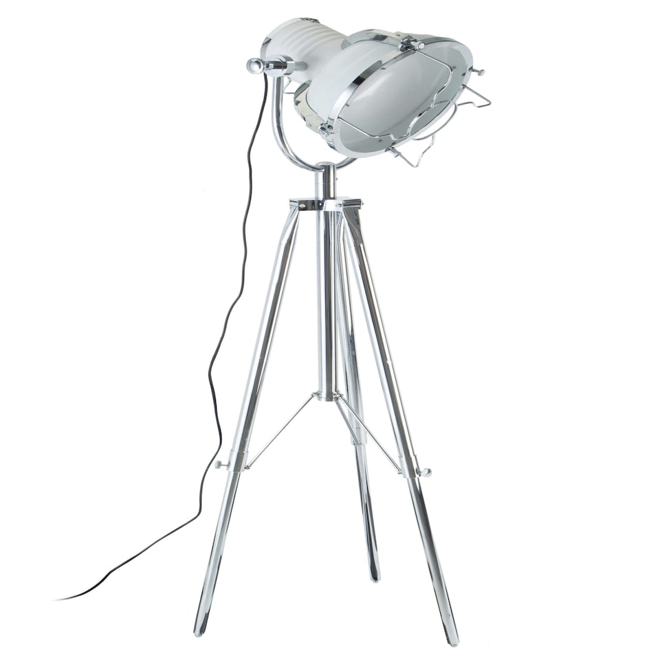 image 1 of Interiors by Premier Tripod White Floor Lamp Silver