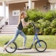 image 2 of HOMCOM Kids Scooter, Kick Stunt Scooter with Adjustable Handlebar, Dual Brakes, Basket, Cupholder, Mudguard, 16" Inflatable Rubber Wheels, for 5-12 years, Blue | Blue
