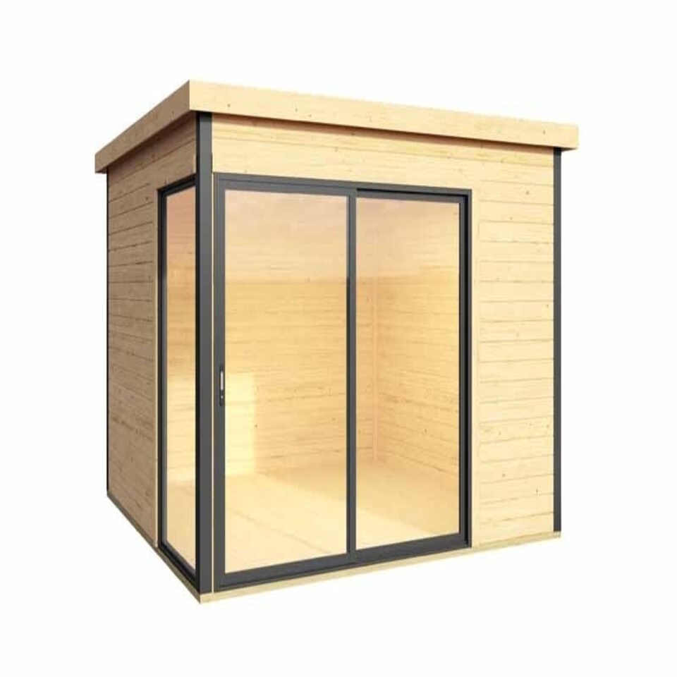 image 1 of Domeo 1 + Domeo 1 Al pack ISO-Log Cabin, Wooden Garden Room, Timber Summerhouse, Home Office - L319.6 x W319.6 x H239.4 cm Brown