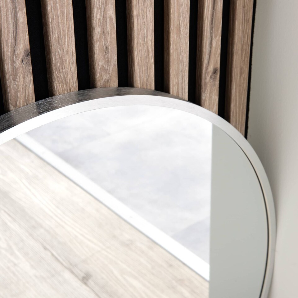 image 1 of Nielsen Jaron Round Wall Mirror - Slim Aluminium Frame - Silver - 80cm