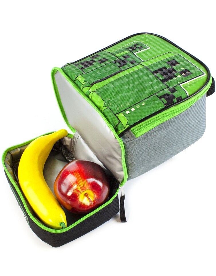 image 1 of Minecraft Boys Green Creeper Zip Lunch Bag (One Size)
