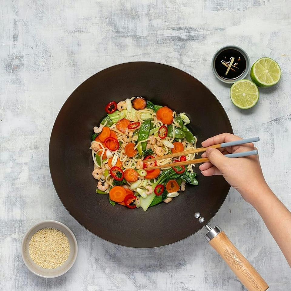 image 1 of Typhoon World Foods Non-stick Wok 31cm Black