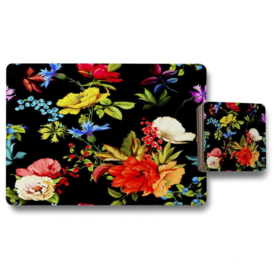 Bright Vibrant Flowers (Placemat & Coaster Set)