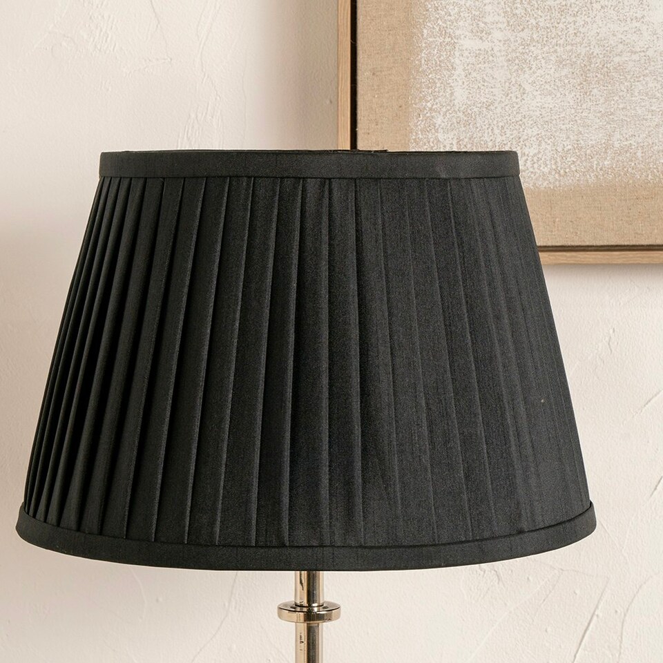 image 1 of 40cm Black Poly Cotton Pleat Lamp Shade For Table Lamps and Floor Lamps