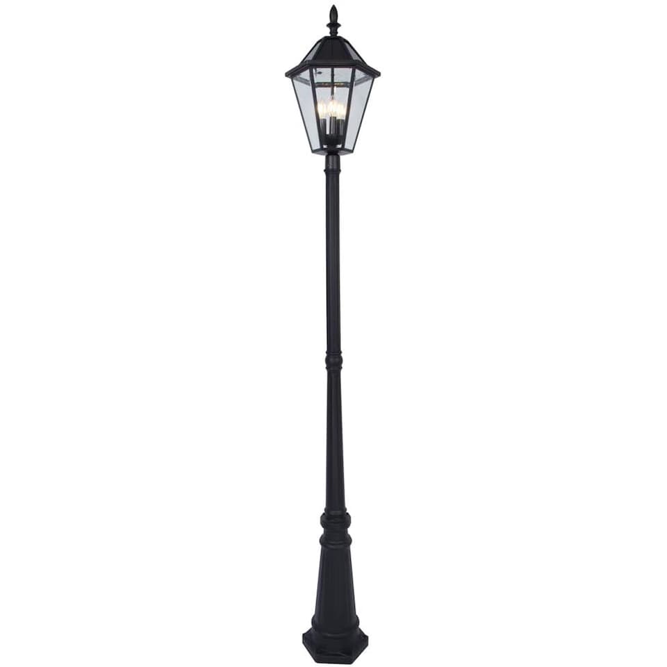 image 1 of CGC LONDON 2.3 Metre Extra-Tall Black Victorian Solar LED Post Light | Black | Black | Height: 227 cm, Width: 26.1 cm, Depth: 31 cm