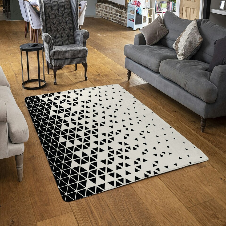 image 1 of Geometric Triangles (Rug) Black | XL: 160x230cm