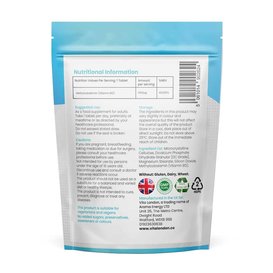 image 1 of Vitamin B12 Methylcobalamin Tablets - 1000µg - 90 Micro Tablets