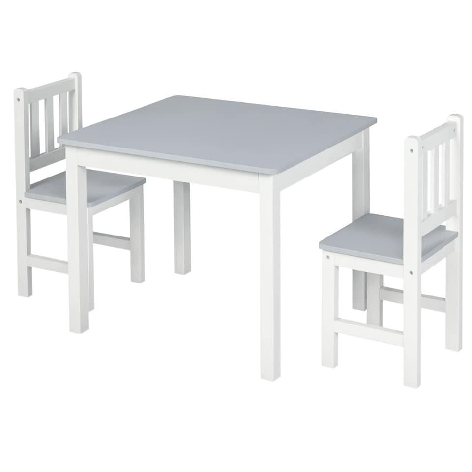 image 1 of HOMCOM Kids Table and 2 Chairs Set 3 Pieces Toddler Multi-usage Desk Indoor Grey | Grey