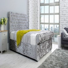 Santino Crush Single Bed Frame - Silver