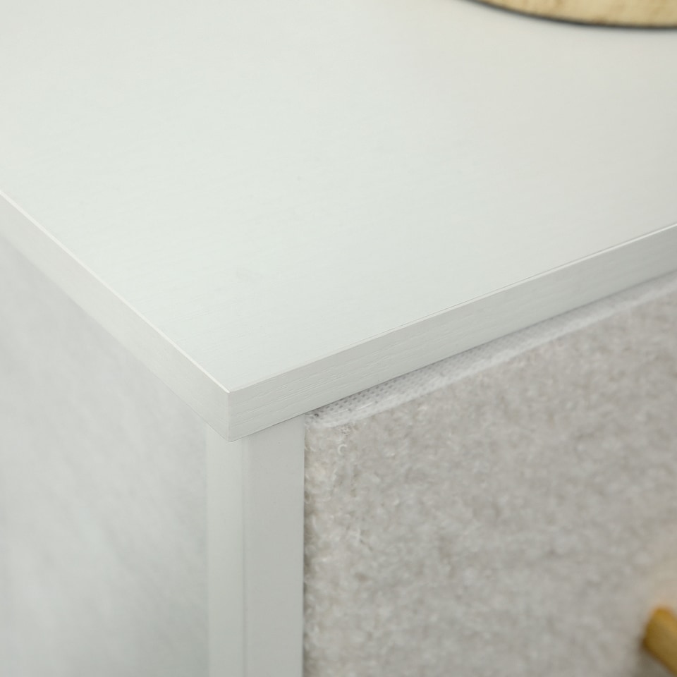 image 1 of HOMCOM Chest of Drawers with 9 Fabric Drawers, Boucle Storage Organiser with Steel Frame, Fabric Dresser for Bedroom, Living Room, Hallway, Cream White | Cream | Cream