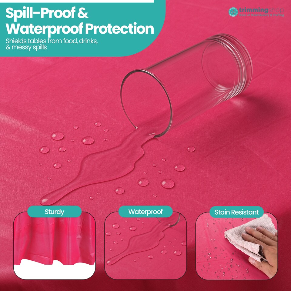 image 1 of Disposable Plastic Table Cover, Waterproof Tablecloth - 84 Inch