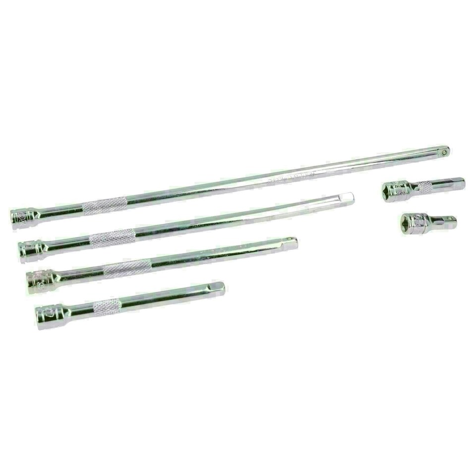 image 1 of 1/4" Drive Straight Socket Extension Bar Set 32mm - 275mm 6pc Chrome Set