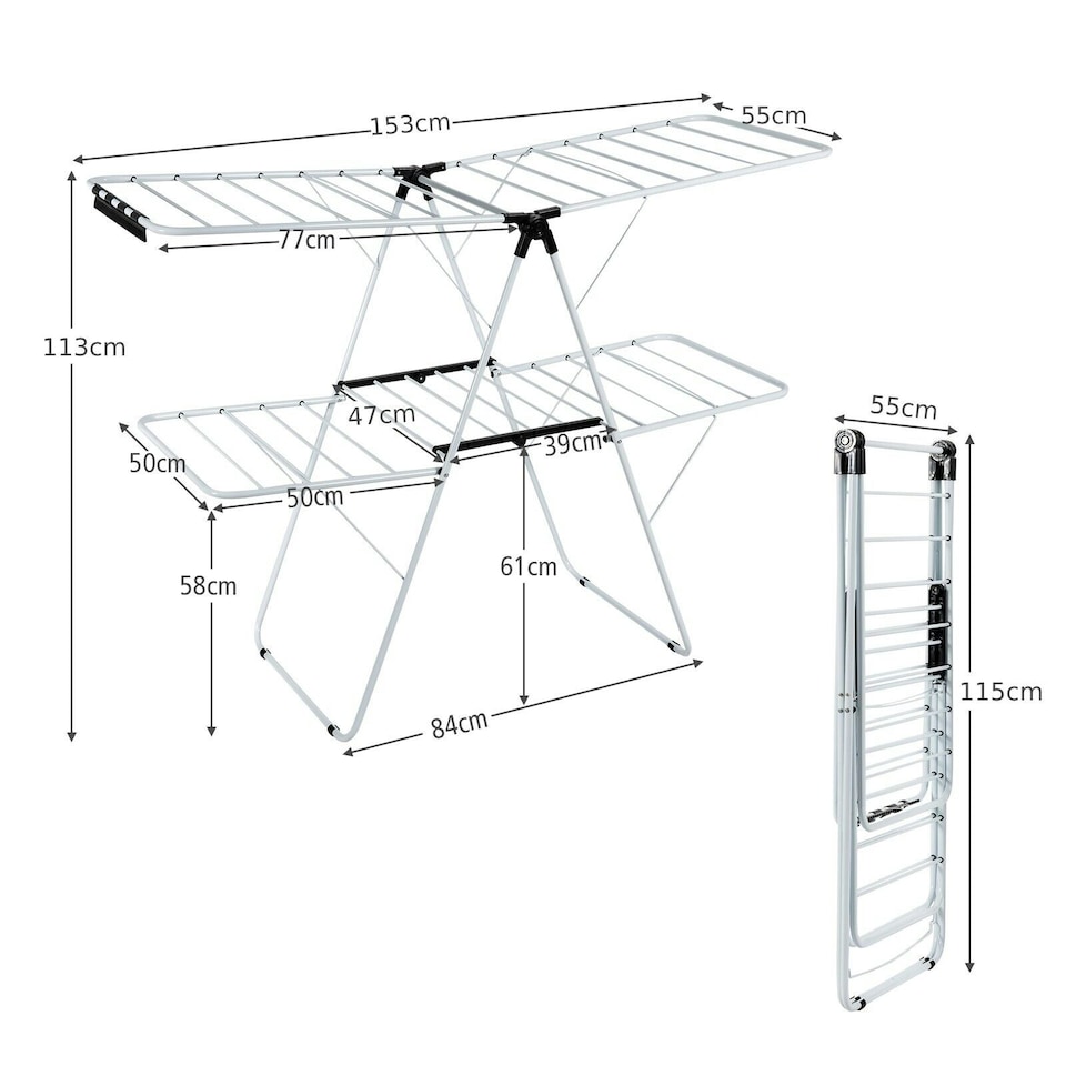 image 1 of COSTWYA Foldable 2-Level Clothes Drying Rack Garment Drying Hanger