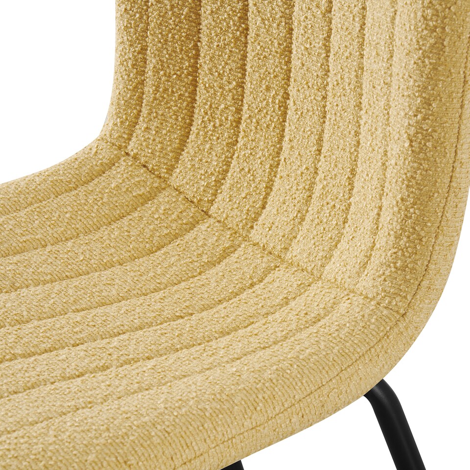 image 1 of Set of 4 Teddy Faux Fur Stitched Design Dining Chairs Yellow Bella by MCC