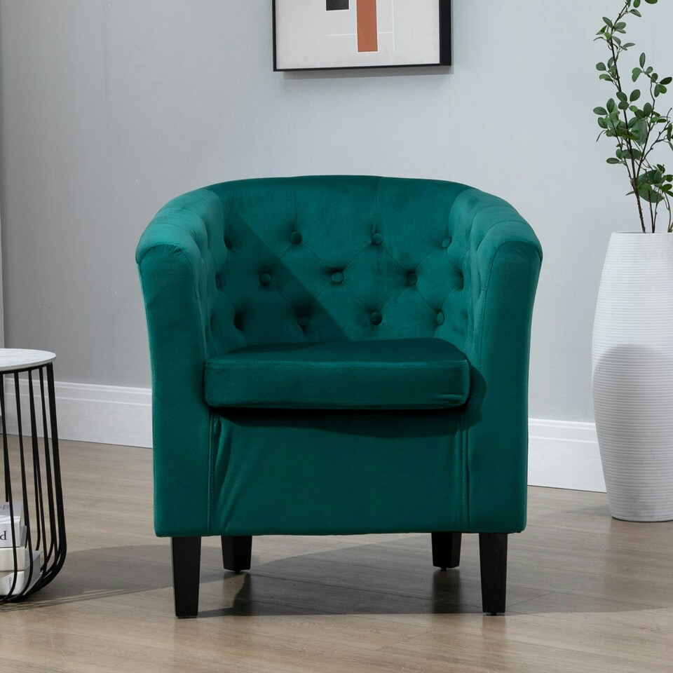 image 1 of Clio Studded Velvet Tub Chair - Green
