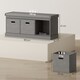 image 7 of HOMCOM Shoe Bench with Seat, Shoe Storage Bench with Fabric Drawers, Grey