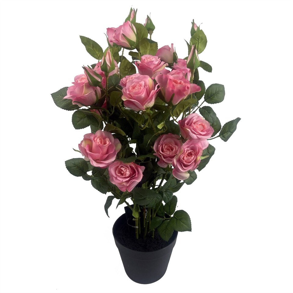 image 1 of Artificial Flowers Rose Bush Potted Deluxe Highly Realistic