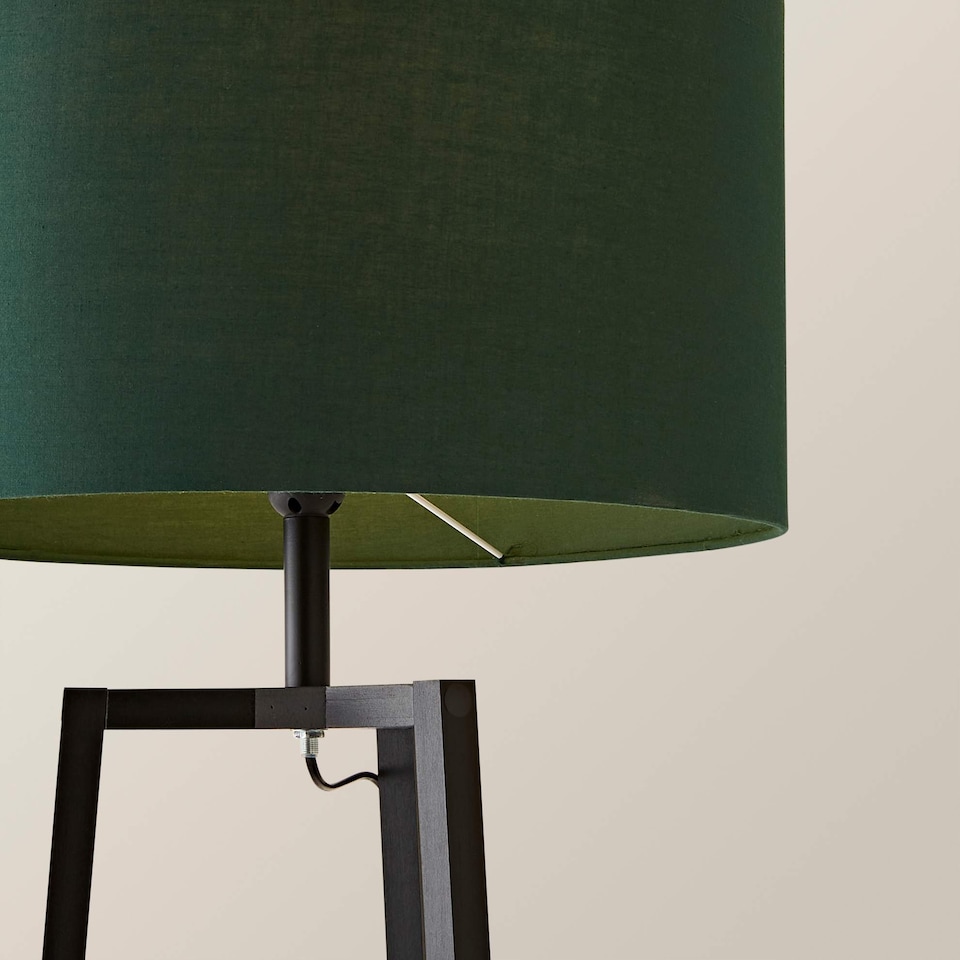 image 1 of ValueLights Hiru Black 3 Tier Shelf Floor Lamp with Green Shade | Green