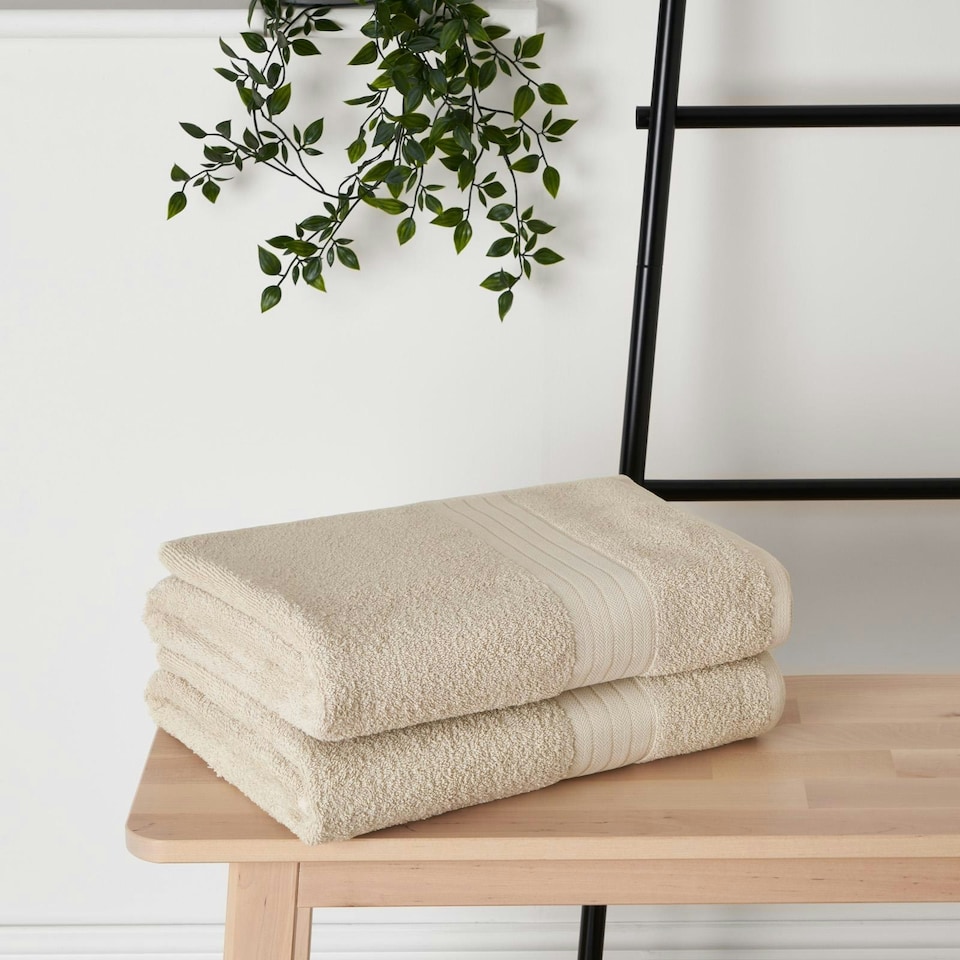 image 1 of OHS Luxury Soft 100% Cotton 500GSM Bathroom Bath Sheet Towel, 90x150cm - Beige