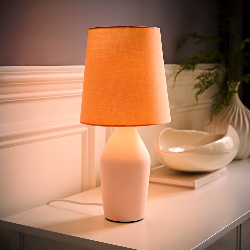 image 1 of ValueLights Arlo Pink Rose Ceramic Table Lamp with Rose Shade & Bulb | Pink