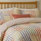 image 3 of Duvet Day Madison Stripe Printed Soft Touch Duvet Cover Set | Multi | Multi/Apricot | Double | 1