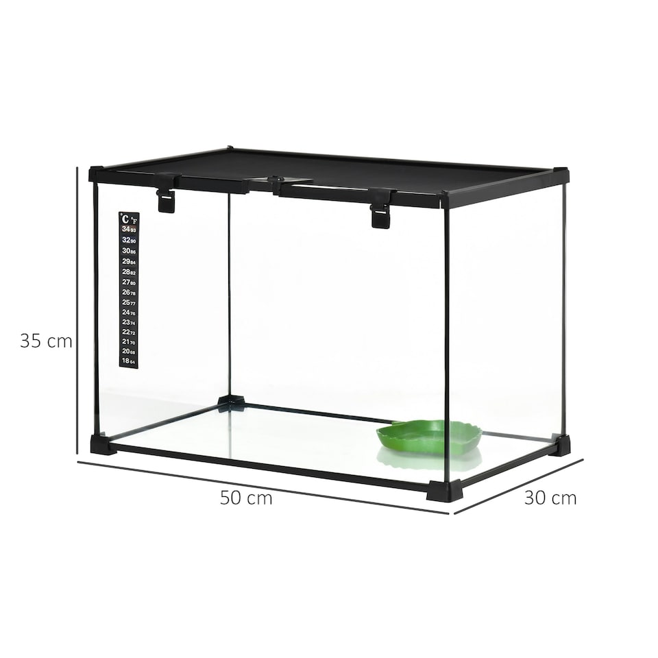 image 1 of PawHut Glass Reptile Terrarium Habitats for Lizards, Frogs, Snake 50 x 30 x 35cm