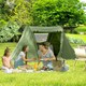 image 2 of Outsunny 3 Man Camping Tent with 2 Bedrooms, 3000mm Waterproof, Grey Green | Green