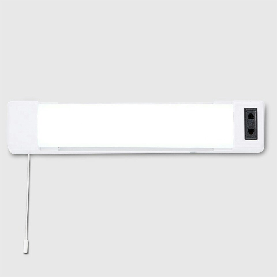 image 1 of ValueLights Horizon Matte White IP44 Rated Bathroom Shaver Pull Cord LED Wall Light | White