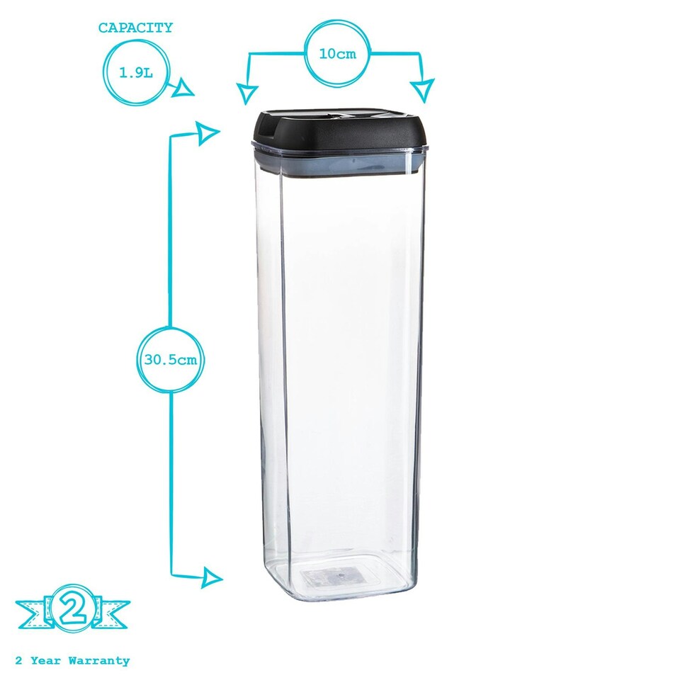 image 1 of Argon Tableware Flip Lock Plastic Food Storage Containers - 1.9 Litre - Grey - Pack of 3