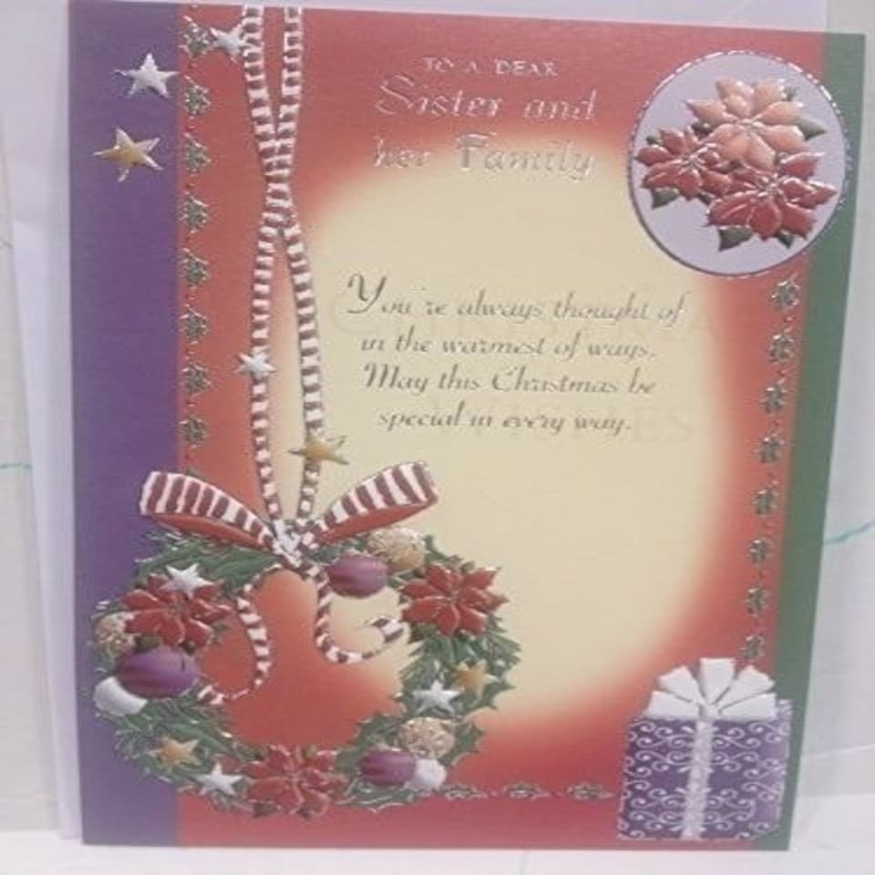 image 1 of TO A DEAR SISTER AND HER FAMILY CHRISTMAS CARD BY SENSATIONS