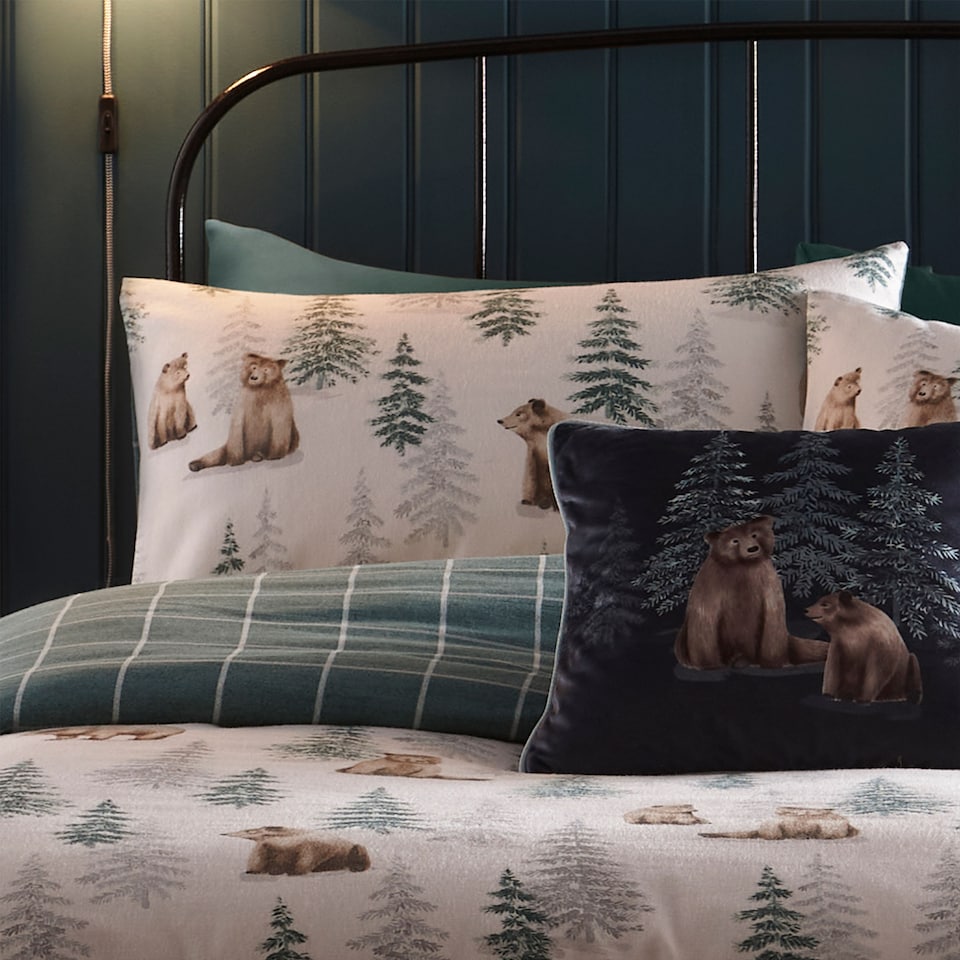 image 1 of D & D Bear Walks Filled Cushion Teal
