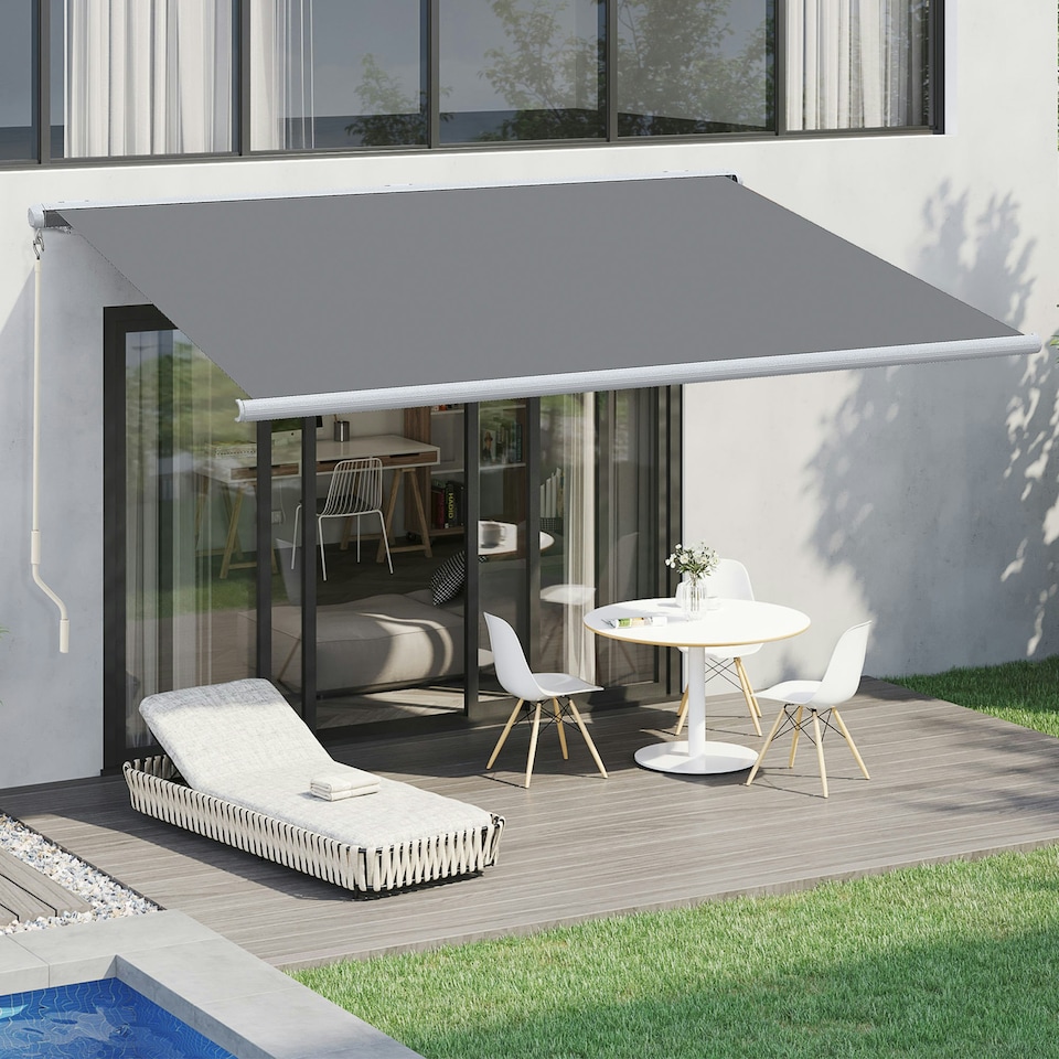 image 1 of Outsunny 4x3m Full Cassette Electric Retractable Awning for Patio Door Window