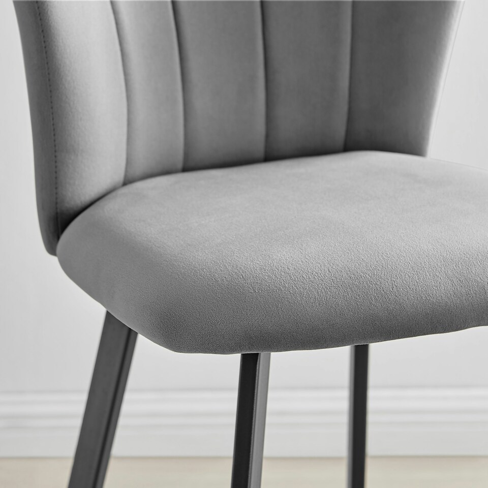 image 1 of Furniturebox 2x Juniper Grey Velvet Black Leg Bar Stools
