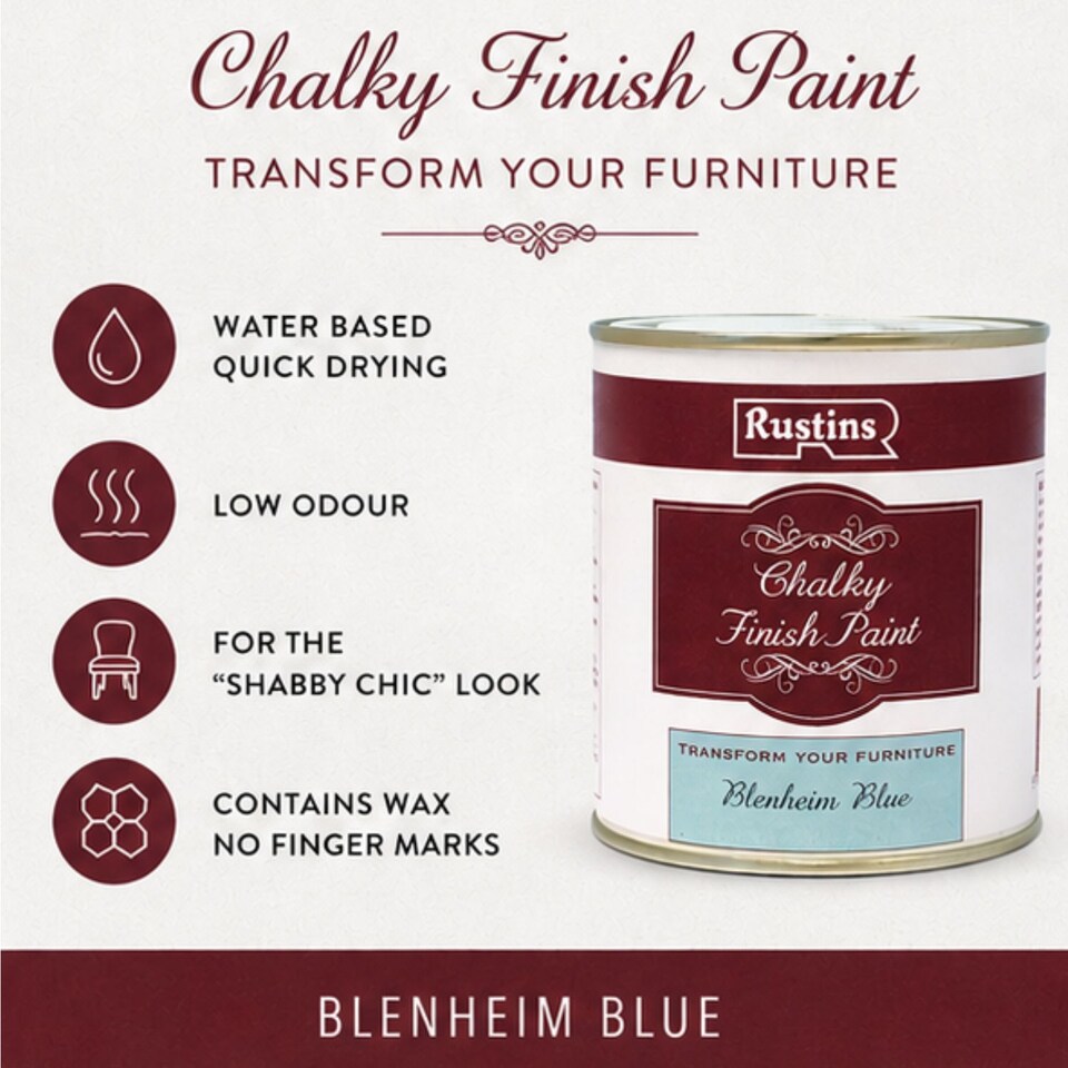 image 1 of Rustins Chalky Finish Paint Blenheim Blue 500ml