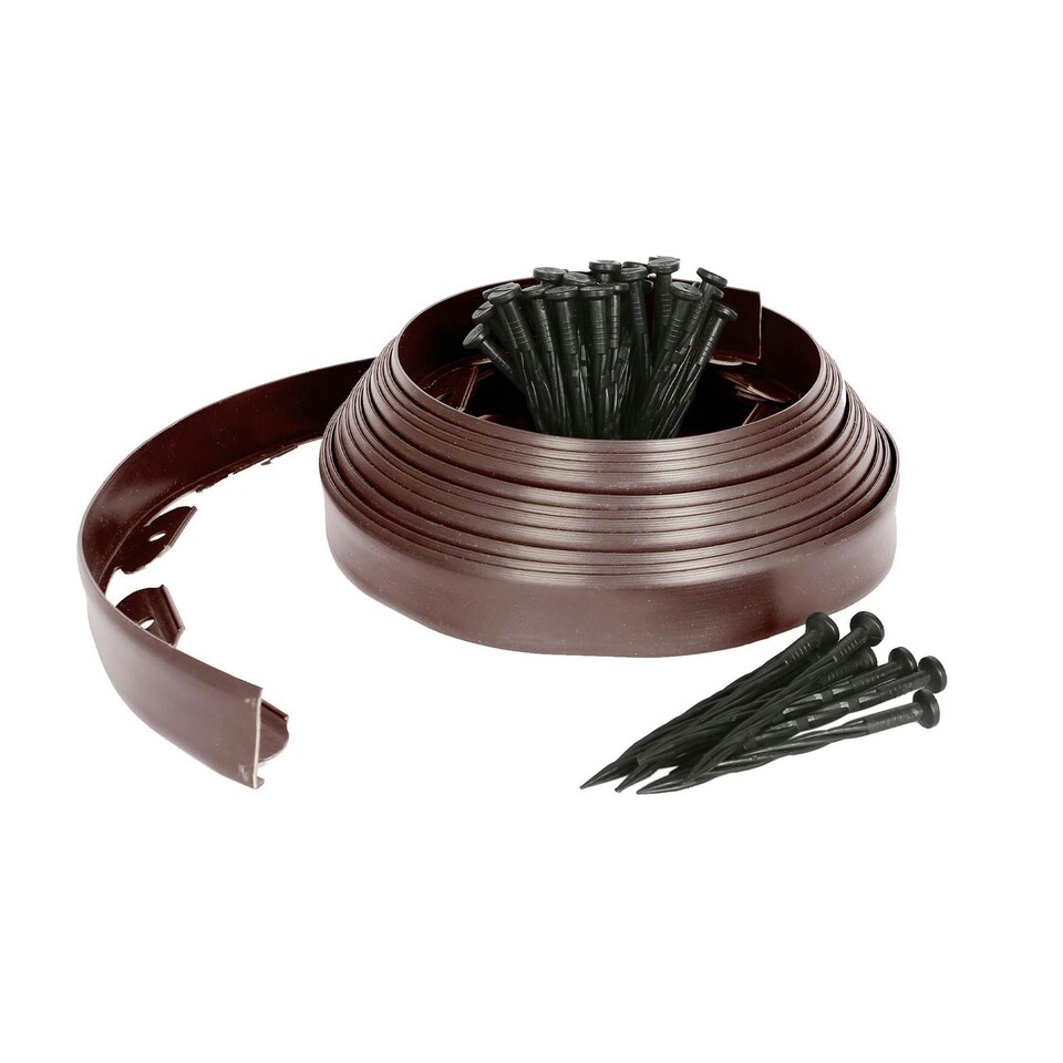 image 1 of Harbour Housewares Flexible Plastic Lawn & Path Edging - 10m x 4cm - Brown
