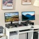 image 2 of Vinsetto Dual Monitor Stand Riser with Adjustable Length and Angle, Screen Riser for Laptop, Computer, PC, Printer, TV, Black
