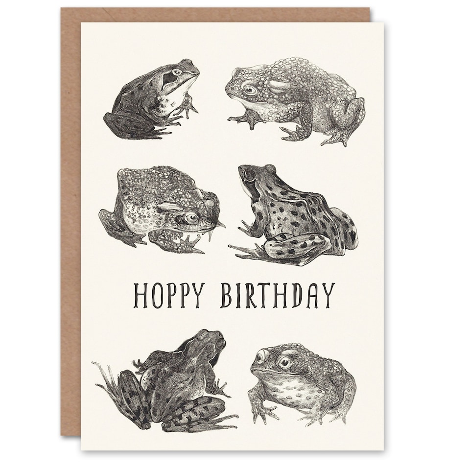 image 1 of Theo van Hoytema Birthday Card Six Frogs and Toads Drawing