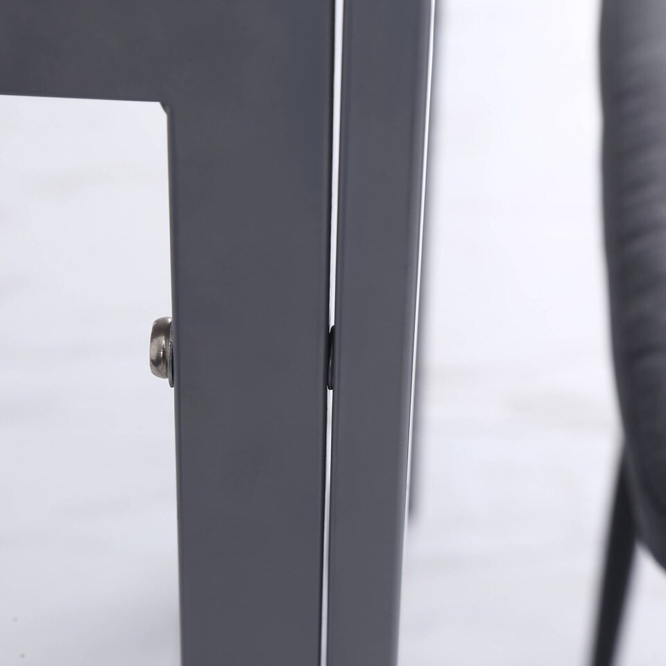 image 1 of HOMCOM Modern Square Dining Table for 2-4 People, with Glass Top & Metal Legs for Dining Room, Living Room, Grey