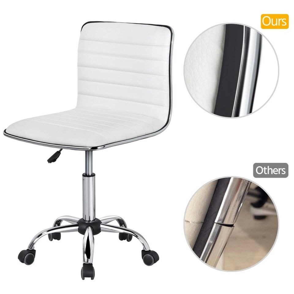 image 1 of Yaheetech PU Leather Low Back Armless Desk Chair | White